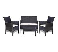 vidaXL Set Divani da Giardino 7 pz in Polyrattan Nero Crema Tavolo Sofa Sedili