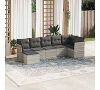 Set Divani da Giardino 7pz con Cuscini Grigio Chiaro Polyrattan