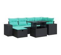 vidaXL Set Divani da Giardino 7pz con Cuscini Grigio Polyrattan Acacia