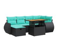 vidaXL Set Divani da Giardino 7pz con Cuscini Grigio Polyrattan Acacia