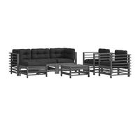 vidaXL Set Divani da Giardino 7pz con Cuscini in Legno Massello Grigio