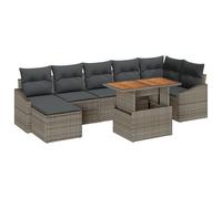 vidaXL 8 Pezzi Set di Divani da Giardino con Cuscini Grigio in Polyrattan Mobili da Esterno Moderni Posti Sezionali Modulari Sedia da Lounge per Balcone