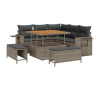 vidaXL Set Divani da Giardino 8 Pezzi con Cuscini Grigi in Rattan Sintetico e Acacia | Mobili da Esterno per Patio, Sistema Comodo e Resistente, Sedia Lounge Elegante per Terrazza Moderna