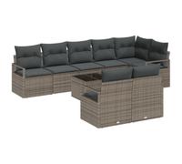 vidaXL Set divani da Giardino 8 Pezzi con Cuscini Grigio polyrattan modulare posti a Sedere all'aperto Sezione Tavolo mobilio in Vimini Sintetico
