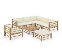 vidaXL Set Divani da Giardino 8 pz con Cuscini Bianco Crema in Bambù
