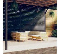 DIVANI DA GIARDINO VIDAXL 8 pz con Cuscini Crema in Massello di Pino - 3096160