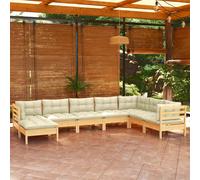 vidaXL Set Divani da Giardino 8 pz con Cuscini Crema in Massello di Pino