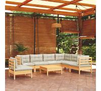 vidaXL Set Divani da Giardino 8 pz con Cuscini Crema in Massello di Pino