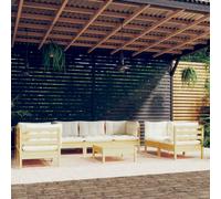 vidaXL Set Divani da Giardino 8 pz con Cuscini Crema in Massello di Pino
