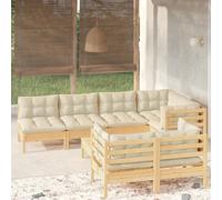 vidaXL Set Divani da Giardino 8 pz con Cuscini Crema in Massello di Pino