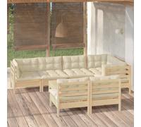 vidaXL Set Divani da Giardino 8 pz con Cuscini Crema in Massello di Pino