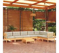 vidaXL Set Divani da Giardino 8 pz con Cuscini Crema in Massello di Pino