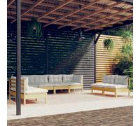 vidaXL Set Divani da Giardino 8 pz con Cuscini Crema in Massello di Pino