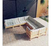 vidaXL Set Divani da Giardino 8 pz con Cuscini Crema Massello di Pino