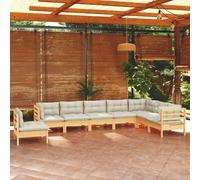 vidaXL Set Divani da Giardino 8 pz con Cuscini Crema Massello di Pino