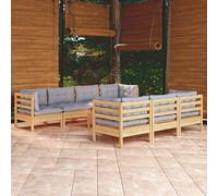 vidaXL Set Divani da Giardino 8 pz con Cuscini Grigi Massello di Pino