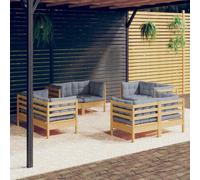 vidaXL Set Divani da Giardino 8 pz con Cuscini Grigi Massello di Pino