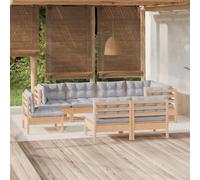 vidaXL Set Divani da Giardino 8 pz con Cuscini Grigi Massello di Pino