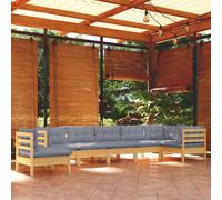 vidaXL Set Divani da Giardino 8 pz con Cuscini Grigi Massello di Pino