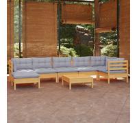 vidaXL Set Divani da Giardino 8 pz con Cuscini Grigi Massello di Pino