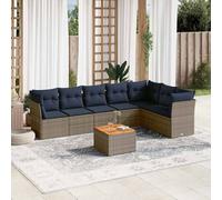 DIVANI DA GIARDINO VIDAXL 8 pz con Cuscini Grigio in Polyrattan - 3256012
