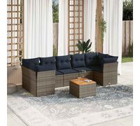 DIVANI DA GIARDINO VIDAXL 8 pz con Cuscini Grigio in Polyrattan - 3255844