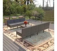Set Divani da Giardino 8 pz con Cuscini in Polyrattan Grigio