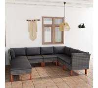 vidaXL Set Divani da Giardino 8 pz con Cuscini in Polyrattan Grigio