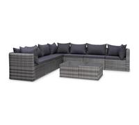 Set divani da giardino 8 pz con cuscini in polyrattan grigio