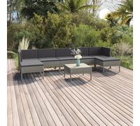 Set Divani da Giardino 8 pz con Cuscini in Polyrattan Grigio
