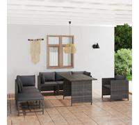 vidaXL Set Divani da Giardino 8 pz con Cuscini in Polyrattan Grigio