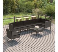 Set Divani da Giardino 8 pz con Cuscini in Polyrattan Grigio