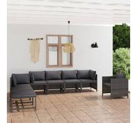 vidaXL Set Divani da Giardino 8 pz con Cuscini in Polyrattan Grigio