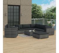 vidaXL Set Divani da Giardino 8 pz con Cuscini in Polyrattan Grigio