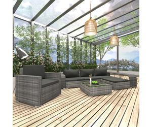 vidaXL Set Divani da Giardino 8 pz con Cuscini in Polyrattan Grigio