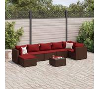 vidaXL Set Divani da Giardino 8 pz con Cuscini in Polyrattan Marrone