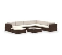 vidaXL Set Divani da Giardino 8 pz con Cuscini in Polyrattan Marrone