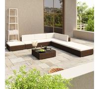 vidaXL Set Divani da Giardino 8 pz con Cuscini in Polyrattan Marrone
