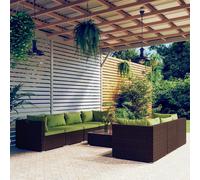 vidaXL Set Divani da Giardino 8 pz con Cuscini in Polyrattan Marrone
