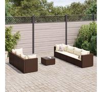 vidaXL Set Divani da Giardino 8 pz con Cuscini in Polyrattan Marrone