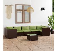 vidaXL Set Divani da Giardino 8 pz con Cuscini in Polyrattan Marrone