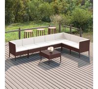 vidaXL Set Divani da Giardino 8 pz con Cuscini in Polyrattan Marrone