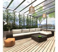 vidaXL Set Divani da Giardino 8 pz con Cuscini in Polyrattan Marrone