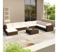 vidaXL Set Divani da Giardino 8 pz con Cuscini in Polyrattan Marrone
