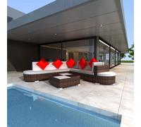 vidaXL Set Divani da Giardino 8 pz con Cuscini in Polyrattan Marrone