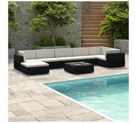 vidaXL Set Divani da Giardino 8 pz con Cuscini in Polyrattan Nero