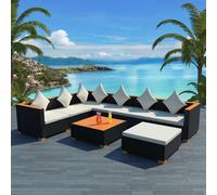 vidaXL Set Divani da Giardino 8 pz con Cuscini in Polyrattan Nero