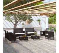vidaXL Set Divani da Giardino 8 pz con Cuscini in Polyrattan Nero