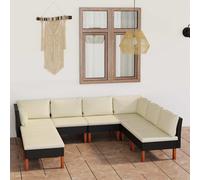 Set Divani da Giardino 8 pz con Cuscini in Polyrattan Nero