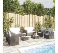 vidaXL Set Divani da Giardino 8 pz con Cuscini in Polyrattan Nero